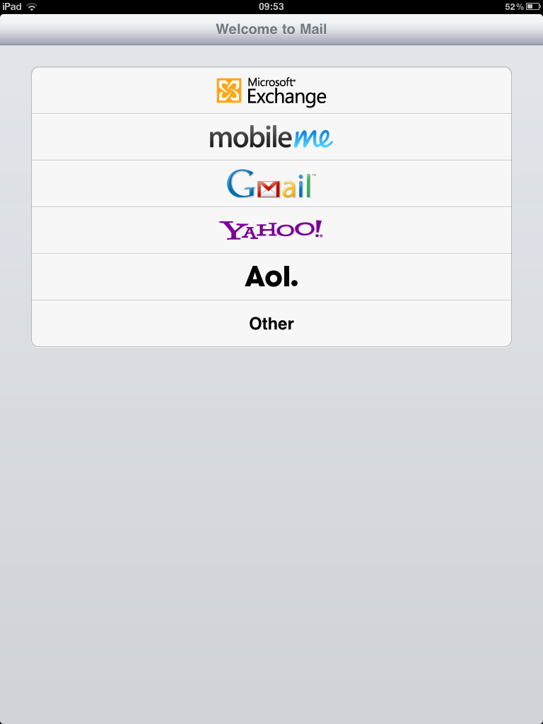 iPad Email Account Other