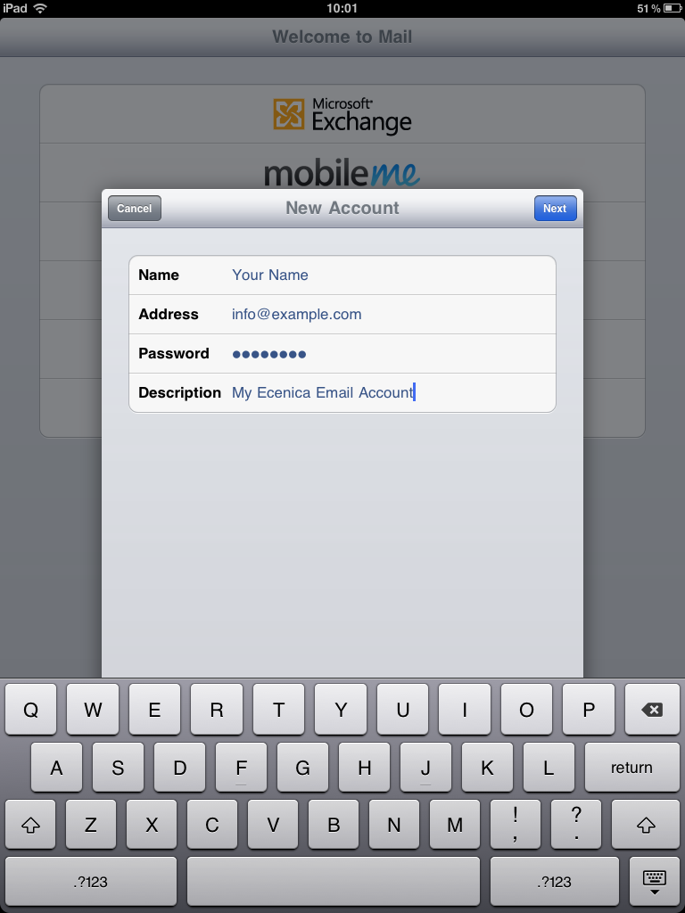 Add Email Account to iPad